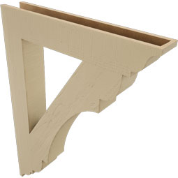 Ekena Millwork - BKTUR055X34X46OLY01RCPR - Timberthane Faux Wood Olympic Style Bracket, Traditional Ends, 5 1/2"W x 34"D x 46"H, Primed Tan