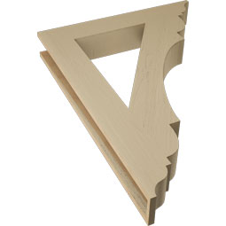 Ekena Millwork - BKTUR055X34X46OLY01RCPR - Timberthane Faux Wood Olympic Style Bracket, Traditional Ends, 5 1/2"W x 34"D x 46"H, Primed Tan