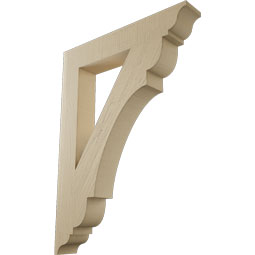 Ekena Millwork - BKTUR055X34X46OLY01RCPR - Timberthane Faux Wood Olympic Style Bracket, Traditional Ends, 5 1/2"W x 34"D x 46"H, Primed Tan