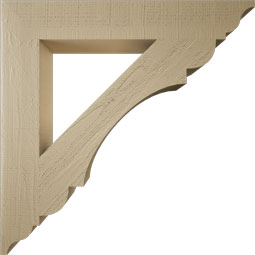 Ekena Millwork - BKTUR055X36X36OLY01RCPR - Timberthane Faux Wood Olympic Style Bracket, Traditional Ends, 5 1/2"W x 36"D x 36"H, Primed Tan