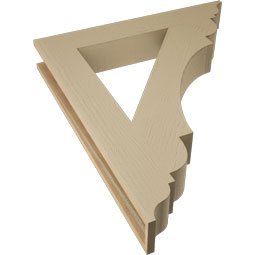 Ekena Millwork - BKTUR055X36X42OLY01RCPR - Timberthane Faux Wood Olympic Style Bracket, Traditional Ends, 5 1/2"W x 36"D x 42"H, Primed Tan