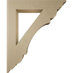 Ekena Millwork - BKTUR055X36X44OLY01RCPR - Timberthane Faux Wood Olympic Style Bracket, Traditional Ends, 5 1/2"W x 36"D x 44"H, Primed Tan