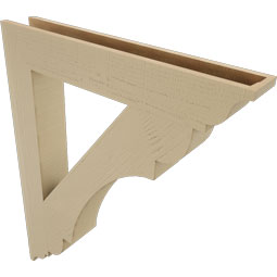 Ekena Millwork - BKTUR055X36X44OLY01RCPR - Timberthane Faux Wood Olympic Style Bracket, Traditional Ends, 5 1/2"W x 36"D x 44"H, Primed Tan