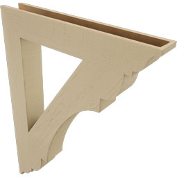 Ekena Millwork - BKTUR055X36X48OLY01RCPR - Timberthane Faux Wood Olympic Style Bracket, Traditional Ends, 5 1/2"W x 36"D x 48"H, Primed Tan