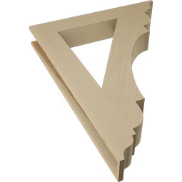 Ekena Millwork - BKTUR055X36X48OLY01RCPR - Timberthane Faux Wood Olympic Style Bracket, Traditional Ends, 5 1/2"W x 36"D x 48"H, Primed Tan