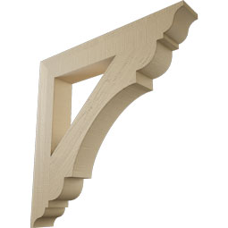 Ekena Millwork - BKTUR055X38X38OLY01RCPR - Timberthane Faux Wood Olympic Style Bracket, Traditional Ends, 5 1/2"W x 38"D x 38"H, Primed Tan