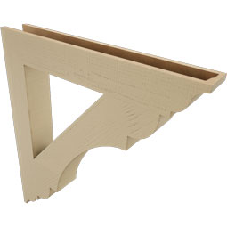Ekena Millwork - BKTUR055X38X42OLY01RCPR - Timberthane Faux Wood Olympic Style Bracket, Traditional Ends, 5 1/2"W x 38"D x 42"H, Primed Tan