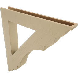 Ekena Millwork - BKTUR055X38X44OLY01RCPR - Timberthane Faux Wood Olympic Style Bracket, Traditional Ends, 5 1/2"W x 38"D x 44"H, Primed Tan
