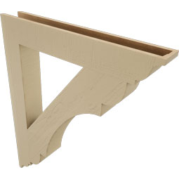 Ekena Millwork - BKTUR055X38X46OLY01RCPR - Timberthane Faux Wood Olympic Style Bracket, Traditional Ends, 5 1/2"W x 38"D x 46"H, Primed Tan