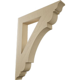 Ekena Millwork - BKTUR055X38X46OLY01RCPR - Timberthane Faux Wood Olympic Style Bracket, Traditional Ends, 5 1/2"W x 38"D x 46"H, Primed Tan