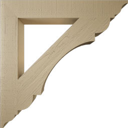 Ekena Millwork - BKTUR055X40X40OLY01RCPR - Timberthane Faux Wood Olympic Style Bracket, Traditional Ends, 5 1/2"W x 40"D x 40"H, Primed Tan