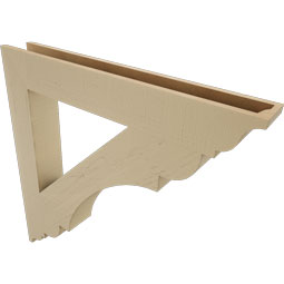 Ekena Millwork - BKTUR055X40X40OLY01RCPR - Timberthane Faux Wood Olympic Style Bracket, Traditional Ends, 5 1/2"W x 40"D x 40"H, Primed Tan