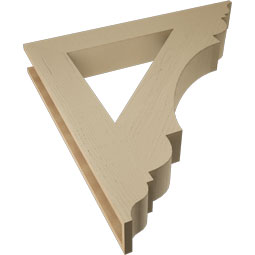 Ekena Millwork - BKTUR055X40X40OLY01RCPR - Timberthane Faux Wood Olympic Style Bracket, Traditional Ends, 5 1/2"W x 40"D x 40"H, Primed Tan