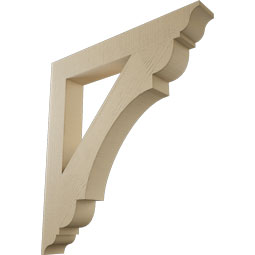 Ekena Millwork - BKTUR055X40X44OLY01RCPR - Timberthane Faux Wood Olympic Style Bracket, Traditional Ends, 5 1/2"W x 40"D x 44"H, Primed Tan