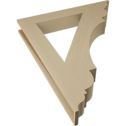 Ekena Millwork - BKTUR055X40X48OLY01RCPR - Timberthane Faux Wood Olympic Style Bracket, Traditional Ends, 5 1/2"W x 40"D x 48"H, Primed Tan