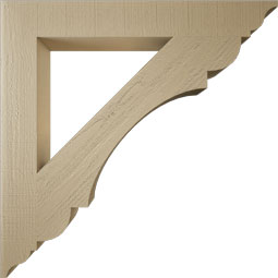 Ekena Millwork - BKTUR055X42X42OLY01RCPR - Timberthane Faux Wood Olympic Style Bracket, Traditional Ends, 5 1/2"W x 42"D x 42"H, Primed Tan
