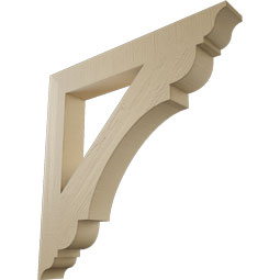 Ekena Millwork - BKTUR055X42X42OLY01RCPR - Timberthane Faux Wood Olympic Style Bracket, Traditional Ends, 5 1/2"W x 42"D x 42"H, Primed Tan