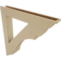 Ekena Millwork - BKTUR055X42X48OLY01RCPR - Timberthane Faux Wood Olympic Style Bracket, Traditional Ends, 5 1/2"W x 42"D x 48"H, Primed Tan