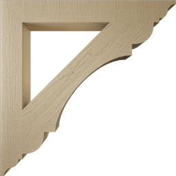 Ekena Millwork - BKTUR055X44X44OLY01RCPR - Timberthane Faux Wood Olympic Style Bracket, Traditional Ends, 5 1/2"W x 44"D x 44"H, Primed Tan