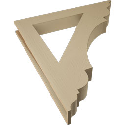 Ekena Millwork - BKTUR055X44X48OLY01RCPR - Timberthane Faux Wood Olympic Style Bracket, Traditional Ends, 5 1/2"W x 44"D x 48"H, Primed Tan
