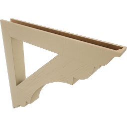 Ekena Millwork - BKTUR055X46X46OLY01RCPR - Timberthane Faux Wood Olympic Style Bracket, Traditional Ends, 5 1/2"W x 46"D x 46"H, Primed Tan