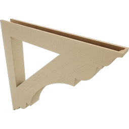 Ekena Millwork - BKTUR055X48X48OLY01RCPR - Timberthane Faux Wood Olympic Style Bracket, Traditional Ends, 5 1/2"W x 48"D x 48"H, Primed Tan