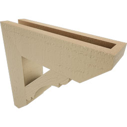 Ekena Millwork - BKTUR035X14X14OLY06RCPR - Timberthane Faux Wood Olympic Style Bracket, Slat Ends, 3 1/2"W x 14"D x 14"H, Primed Tan