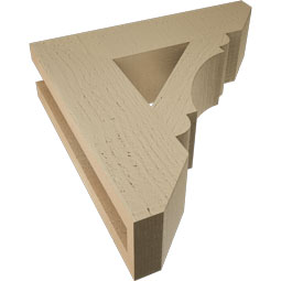 Ekena Millwork - BKTUR035X14X14OLY06RCPR - Timberthane Faux Wood Olympic Style Bracket, Slat Ends, 3 1/2"W x 14"D x 14"H, Primed Tan
