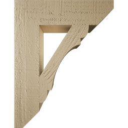 Ekena Millwork - BKTUR035X14X18OLY06RCPR - Timberthane Faux Wood Olympic Style Bracket, Slat Ends, 3 1/2"W x 14"D x 18"H, Primed Tan