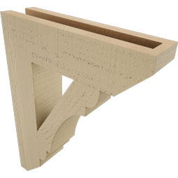Ekena Millwork - BKTUR035X14X18OLY06RCPR - Timberthane Faux Wood Olympic Style Bracket, Slat Ends, 3 1/2"W x 14"D x 18"H, Primed Tan