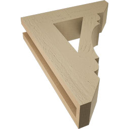 Ekena Millwork - BKTUR035X14X18OLY06RCPR - Timberthane Faux Wood Olympic Style Bracket, Slat Ends, 3 1/2"W x 14"D x 18"H, Primed Tan