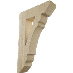 Ekena Millwork - BKTUR035X14X22OLY06RCPR - Timberthane Faux Wood Olympic Style Bracket, Slat Ends, 3 1/2"W x 14"D x 22"H, Primed Tan