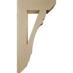 Ekena Millwork - BKTUR035X14X26OLY06RCPR - Timberthane Faux Wood Olympic Style Bracket, Slat Ends, 3 1/2"W x 14"D x 26"H, Primed Tan