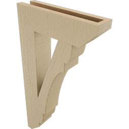 Ekena Millwork - BKTUR035X14X26OLY06RCPR - Timberthane Faux Wood Olympic Style Bracket, Slat Ends, 3 1/2"W x 14"D x 26"H, Primed Tan