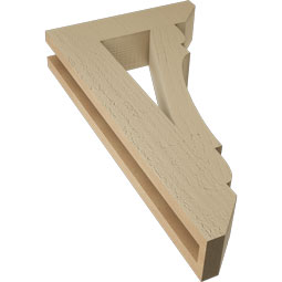 Ekena Millwork - BKTUR035X14X26OLY06RCPR - Timberthane Faux Wood Olympic Style Bracket, Slat Ends, 3 1/2"W x 14"D x 26"H, Primed Tan