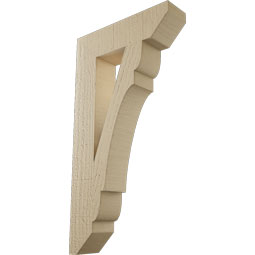 Ekena Millwork - BKTUR035X14X26OLY06RCPR - Timberthane Faux Wood Olympic Style Bracket, Slat Ends, 3 1/2"W x 14"D x 26"H, Primed Tan