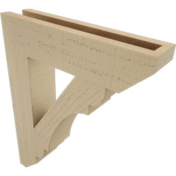 Ekena Millwork - BKTUR035X16X20OLY06RCPR - Timberthane Faux Wood Olympic Style Bracket, Slat Ends, 3 1/2"W x 16"D x 20"H, Primed Tan