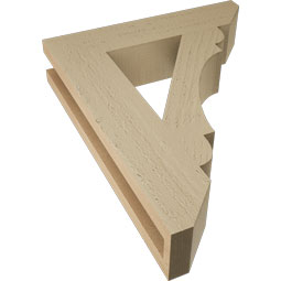 Ekena Millwork - BKTUR035X16X20OLY06RCPR - Timberthane Faux Wood Olympic Style Bracket, Slat Ends, 3 1/2"W x 16"D x 20"H, Primed Tan