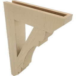 Ekena Millwork - BKTUR035X16X24OLY06RCPR - Timberthane Faux Wood Olympic Style Bracket, Slat Ends, 3 1/2"W x 16"D x 24"H, Primed Tan
