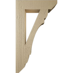 Ekena Millwork - BKTUR035X16X28OLY06RCPR - Timberthane Faux Wood Olympic Style Bracket, Slat Ends, 3 1/2"W x 16"D x 28"H, Primed Tan