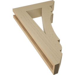 Ekena Millwork - BKTUR035X16X28OLY06RCPR - Timberthane Faux Wood Olympic Style Bracket, Slat Ends, 3 1/2"W x 16"D x 28"H, Primed Tan