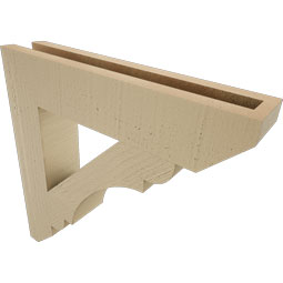 Ekena Millwork - BKTUR035X18X18OLY06RCPR - Timberthane Faux Wood Olympic Style Bracket, Slat Ends, 3 1/2"W x 18"D x 18"H, Primed Tan
