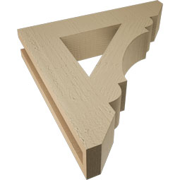 Ekena Millwork - BKTUR035X18X18OLY06RCPR - Timberthane Faux Wood Olympic Style Bracket, Slat Ends, 3 1/2"W x 18"D x 18"H, Primed Tan