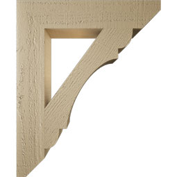 Ekena Millwork - BKTUR035X18X22OLY06RCPR - Timberthane Faux Wood Olympic Style Bracket, Slat Ends, 3 1/2"W x 18"D x 22"H, Primed Tan
