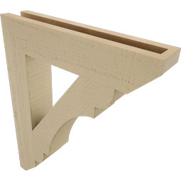 Ekena Millwork - BKTUR035X18X22OLY06RCPR - Timberthane Faux Wood Olympic Style Bracket, Slat Ends, 3 1/2"W x 18"D x 22"H, Primed Tan