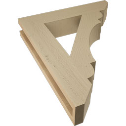 Ekena Millwork - BKTUR035X18X22OLY06RCPR - Timberthane Faux Wood Olympic Style Bracket, Slat Ends, 3 1/2"W x 18"D x 22"H, Primed Tan