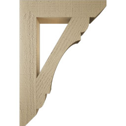 Ekena Millwork - BKTUR035X18X26OLY06RCPR - Timberthane Faux Wood Olympic Style Bracket, Slat Ends, 3 1/2"W x 18"D x 26"H, Primed Tan