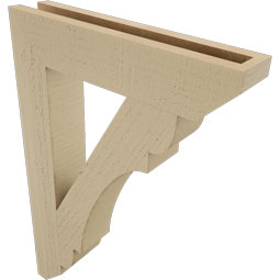 Ekena Millwork - BKTUR035X18X26OLY06RCPR - Timberthane Faux Wood Olympic Style Bracket, Slat Ends, 3 1/2"W x 18"D x 26"H, Primed Tan