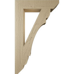 Ekena Millwork - BKTUR035X18X30OLY06RCPR - Timberthane Faux Wood Olympic Style Bracket, Slat Ends, 3 1/2"W x 18"D x 30"H, Primed Tan