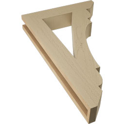 Ekena Millwork - BKTUR035X18X30OLY06RCPR - Timberthane Faux Wood Olympic Style Bracket, Slat Ends, 3 1/2"W x 18"D x 30"H, Primed Tan